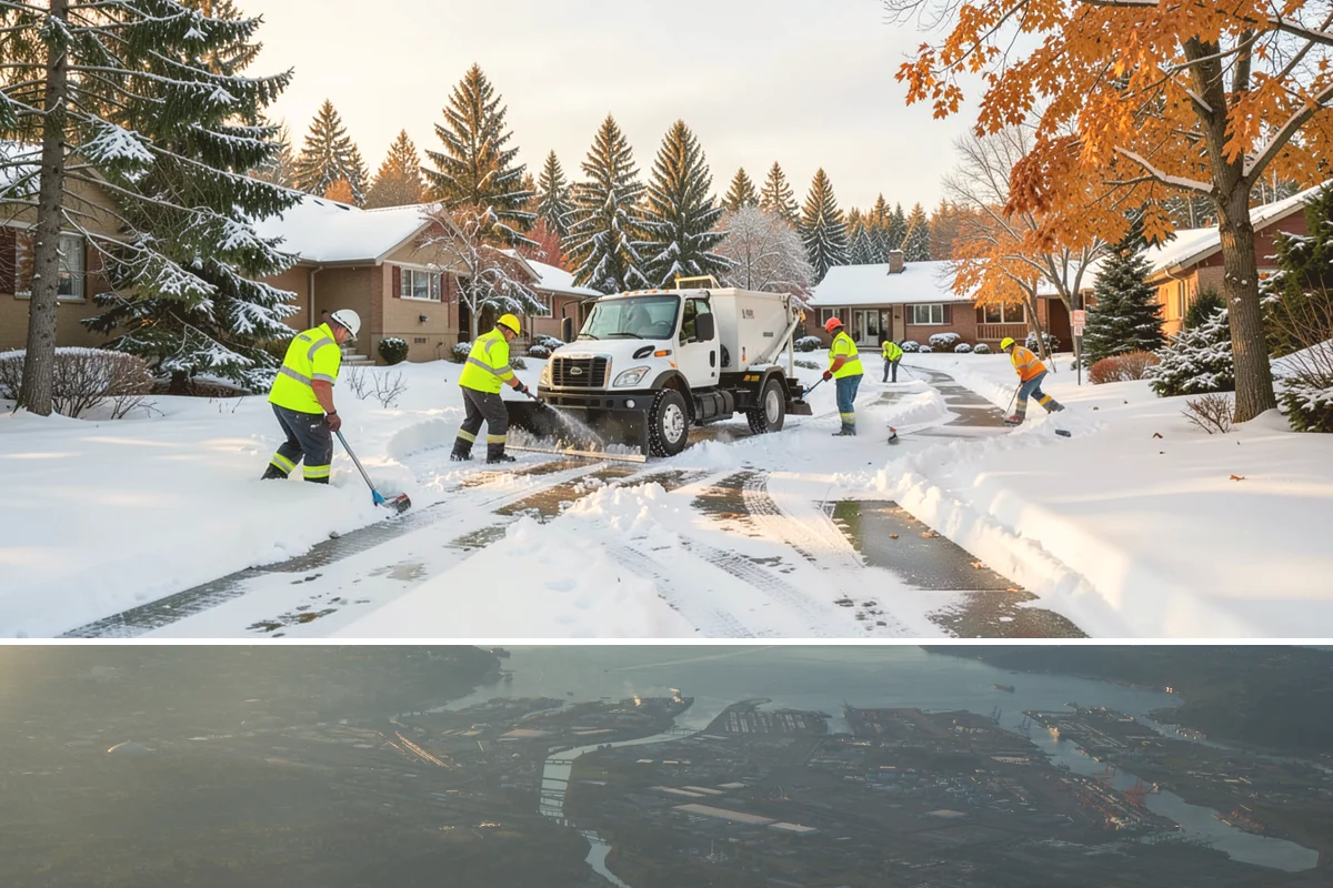 Courtyard Snow Removal in Fife, Pierce County, WA - Cleared after every snow event through the season since enclosed courtyards thaw slowly in our climate.