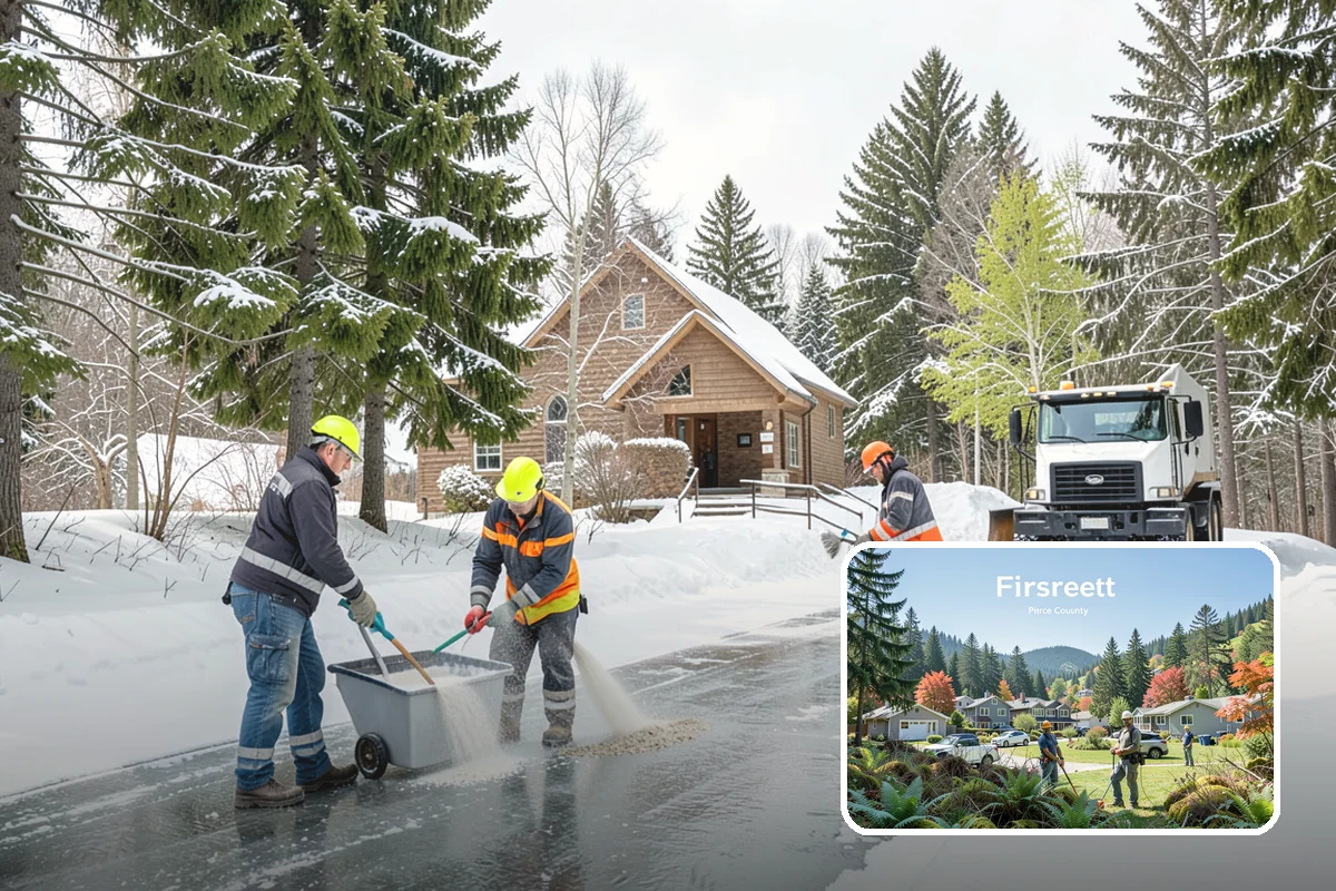 Courtyard Snow Removal in Fircrest, Pierce County, WA - Keeps interior courtyards crossable in winter