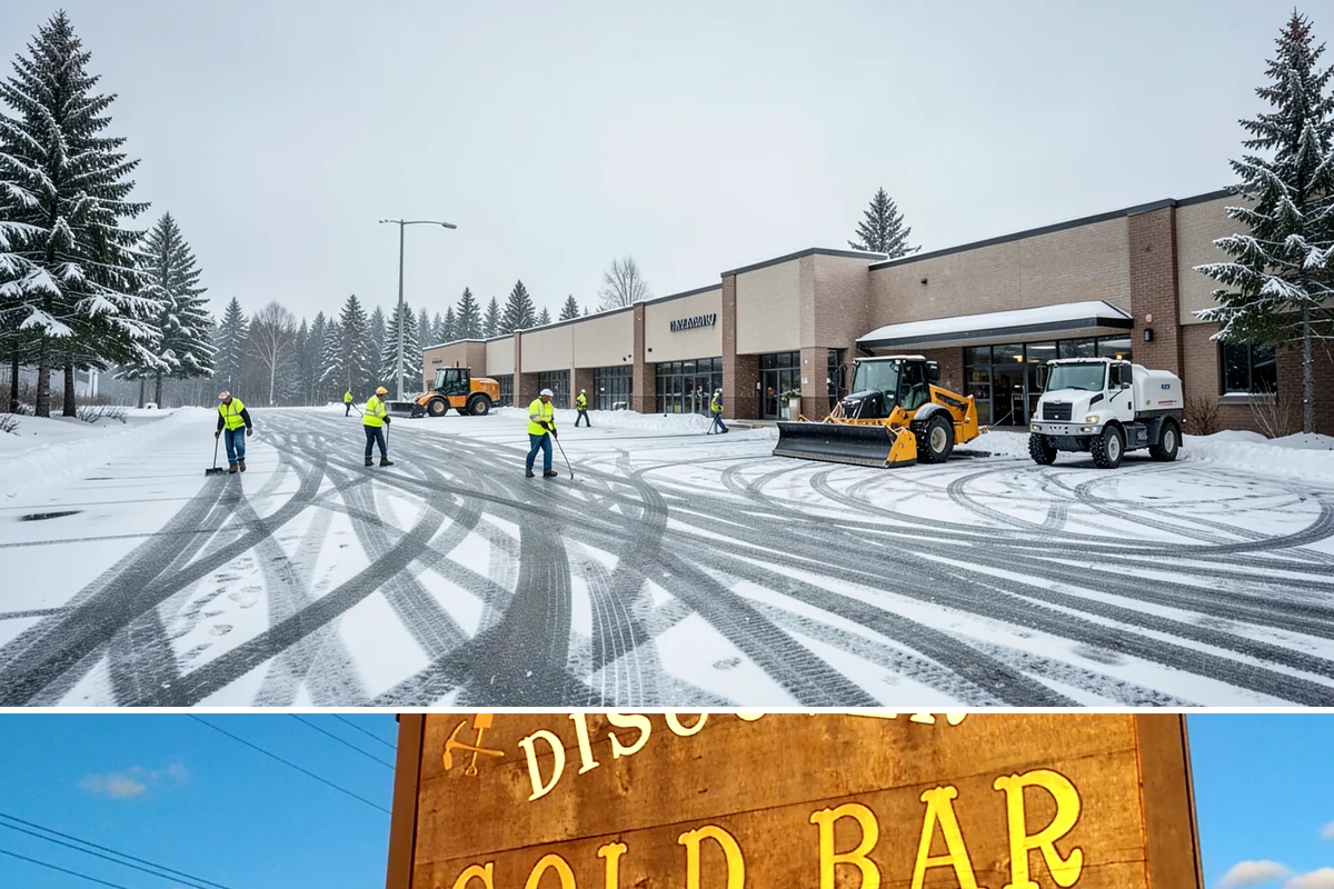 Courtyard Snow Removal in Gold Bar, Snohomish County, WA - Cleared after every snow event through the season since enclosed courtyards thaw slowly in our climate.