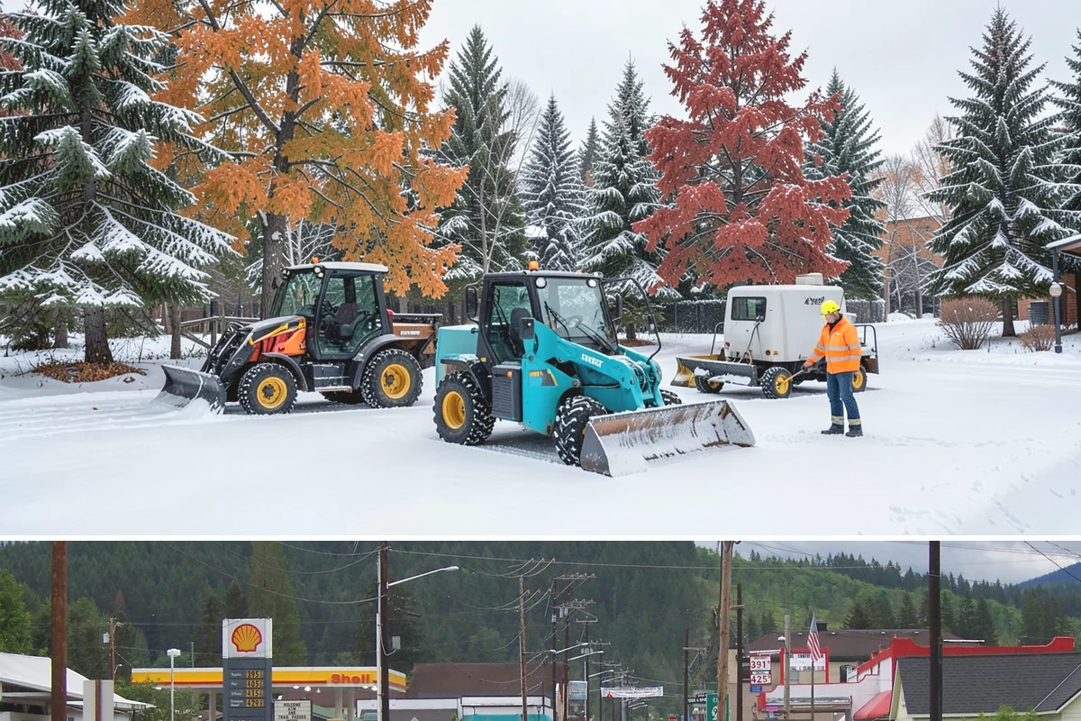 Courtyard Snow Removal in Granite Falls, Snohomish County, WA - Cleared after every snow event through the season since enclosed courtyards thaw slowly in our climate.