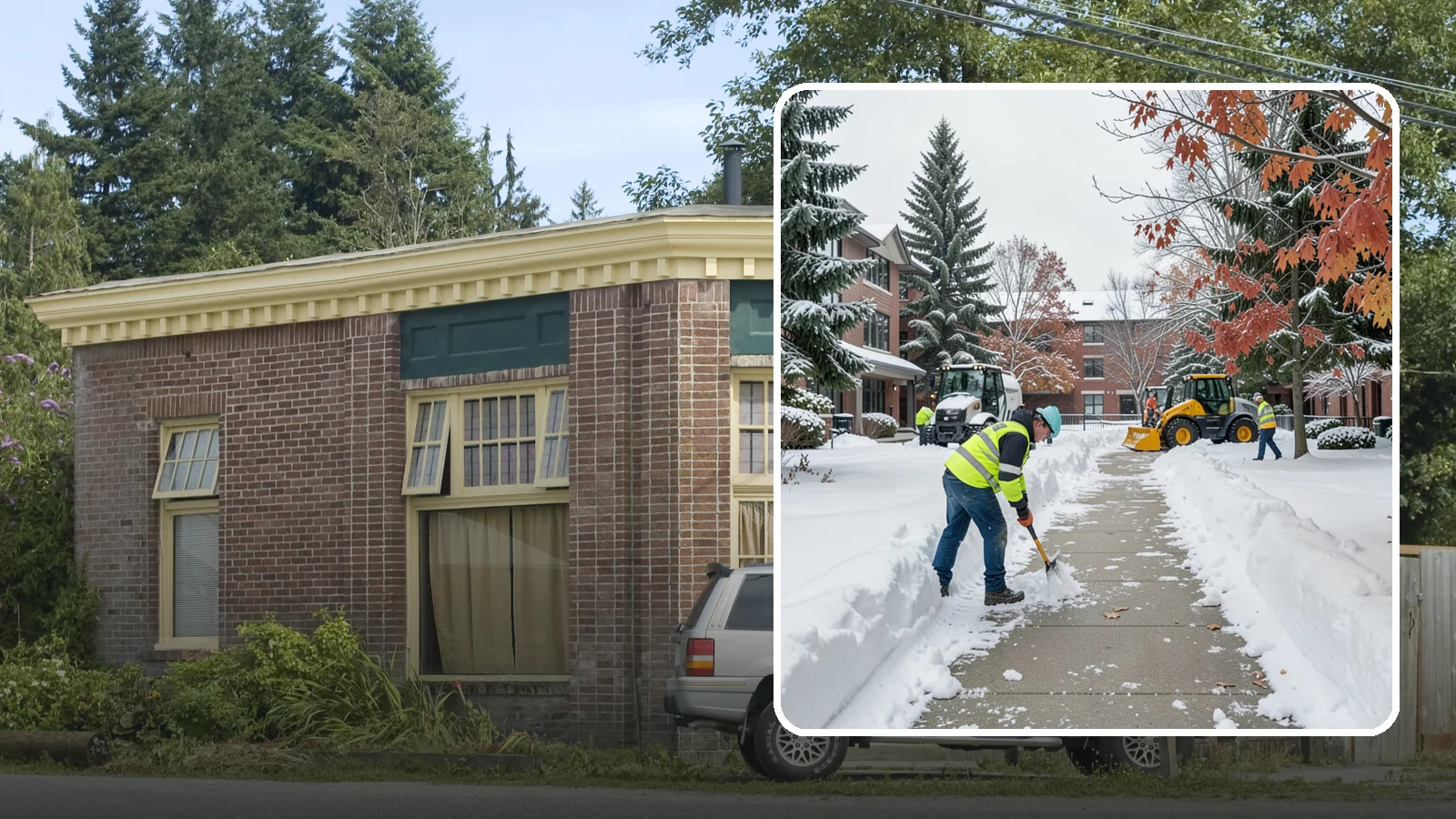 Courtyard Snow Removal in Hamilton, Skagit County, WA - We remove snow from enclosed courtyards and interior common areas so residents and staff can cross them safely in Western...