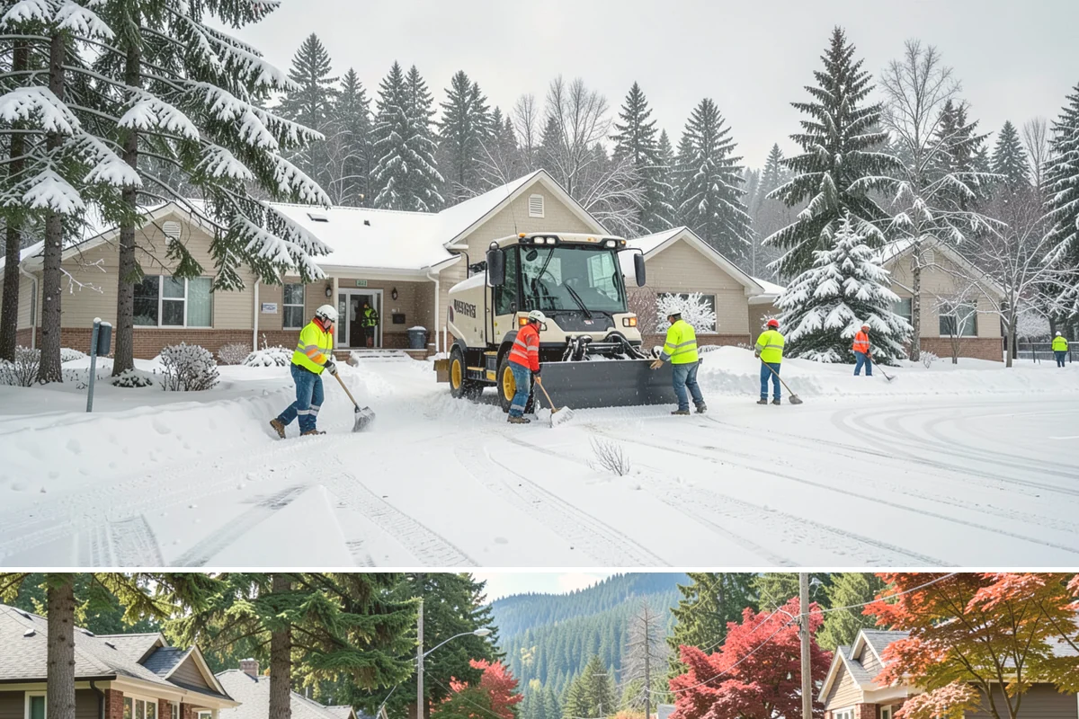 Courtyard Snow Removal in Hunts Point, King County, WA - Cleared after every snow event through the season since enclosed courtyards thaw slowly in our climate.