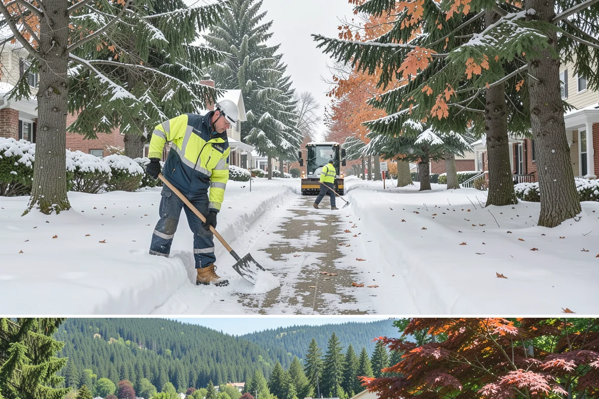 Courtyard Snow Removal in Index, Snohomish County, WA - Cleared after every snow event through the season since enclosed courtyards thaw slowly in our climate.