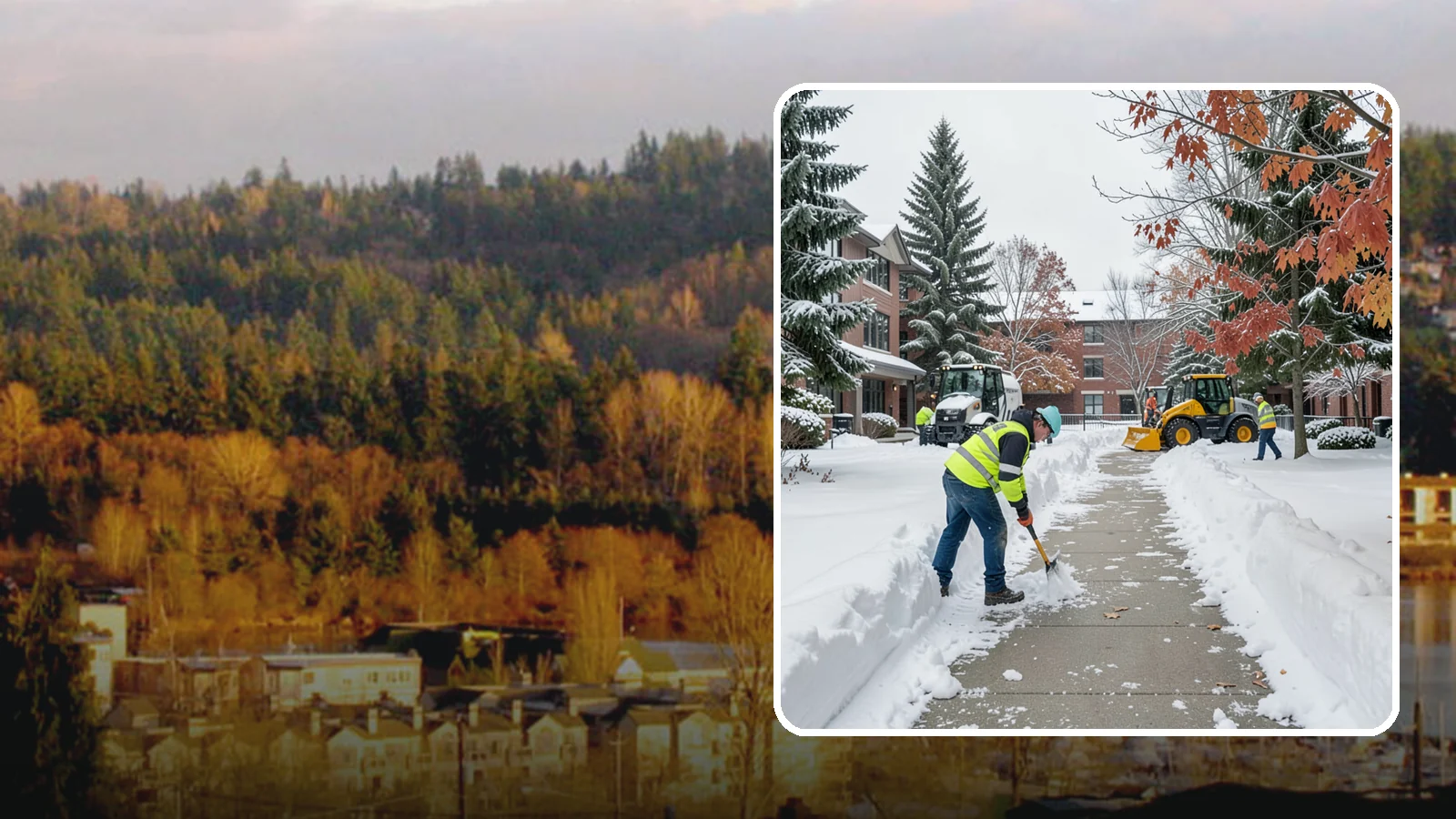 Courtyard Snow Removal in Kenmore, King County, WA - We remove snow from enclosed courtyards and interior common areas so residents and staff can cross them safely in Western...