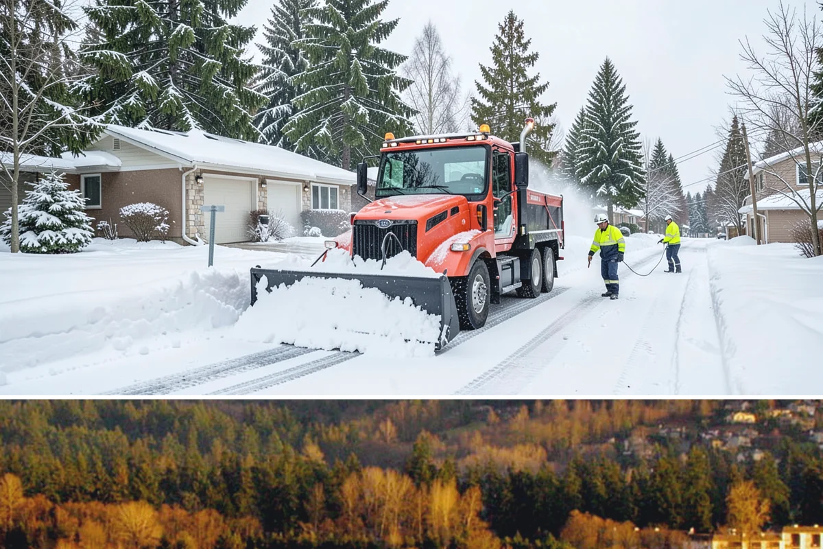 Courtyard Snow Removal in Kenmore, King County, WA - Cleared after every snow event through the season since enclosed courtyards thaw slowly in our climate.