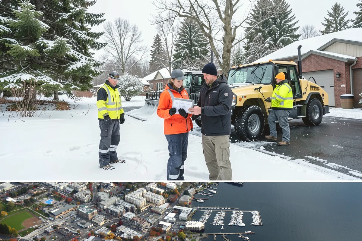 Courtyard Snow Removal in Kirkland, King County, WA - Cleared after every snow event through the season since enclosed courtyards thaw slowly in our climate.