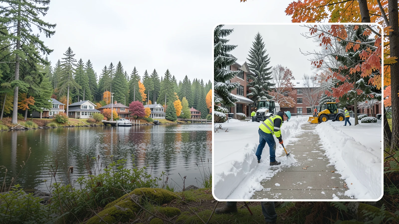 Courtyard Snow Removal in La Conner, Skagit County, WA - We remove snow from enclosed courtyards and interior common areas so residents and staff can cross them safely in Western...
