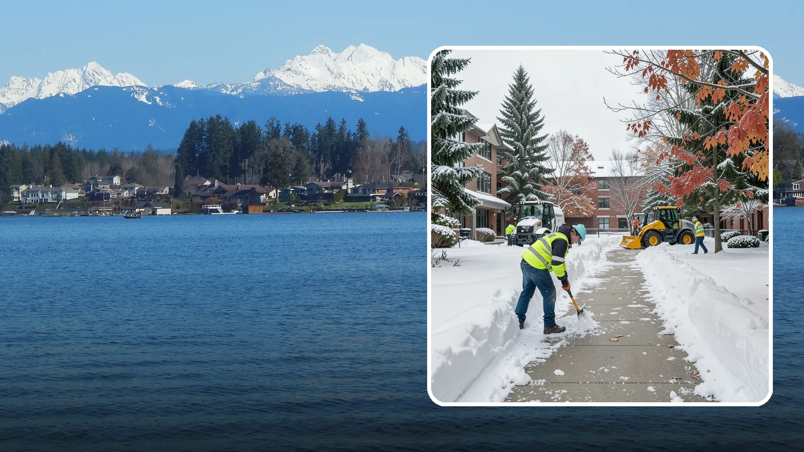Courtyard Snow Removal in Lake Stevens, Snohomish County, WA - We remove snow from enclosed courtyards and interior common areas so residents and staff can cross them safely in Western...