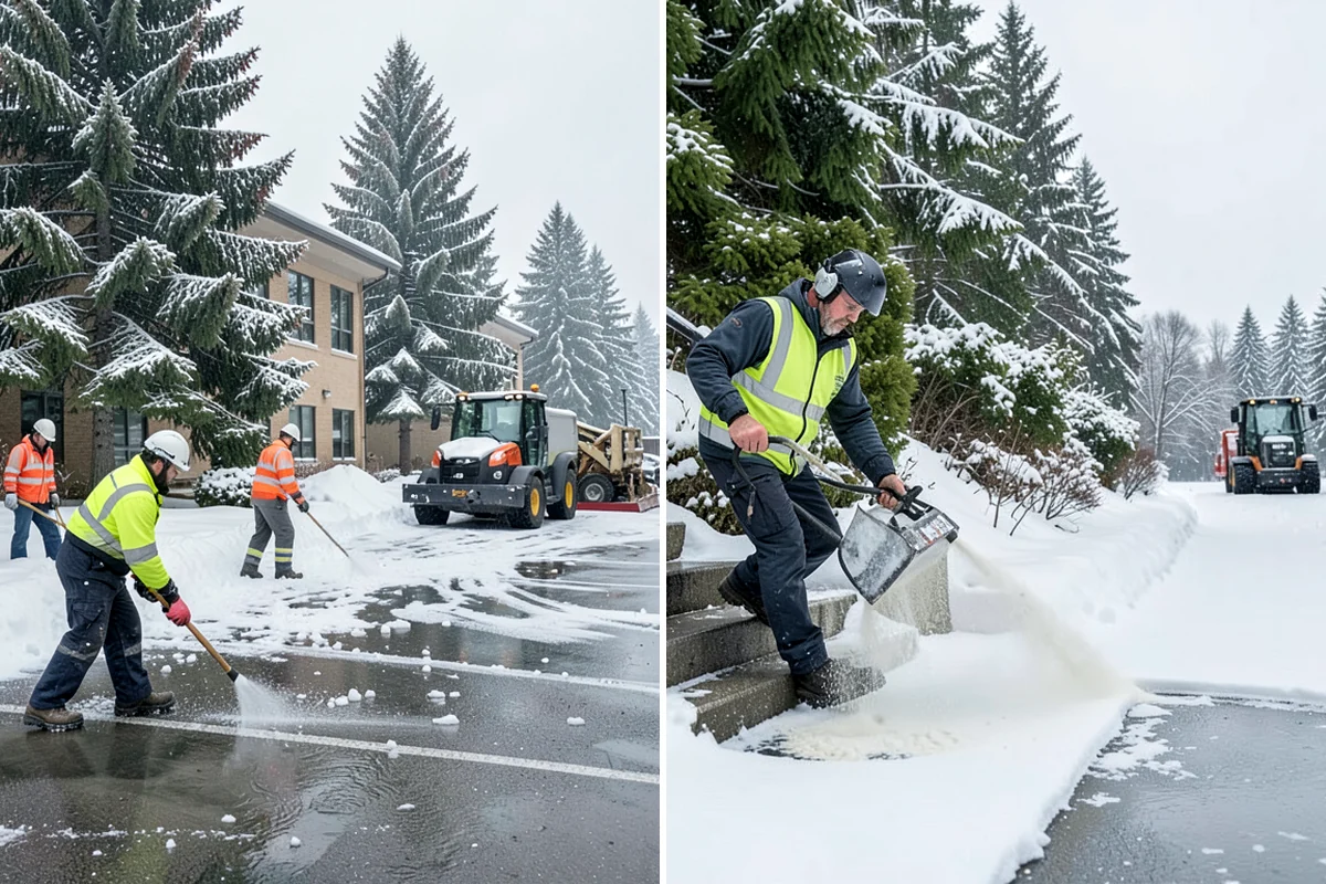 Courtyard Snow Removal in Lakewood, Pierce County, WA - Walk the courtyard paths, nodes, and passages