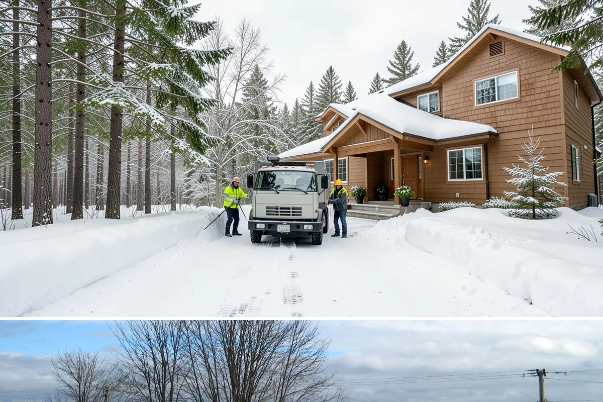 Courtyard Snow Removal in Langley, Island County, WA - Cleared after every snow event through the season since enclosed courtyards thaw slowly in our climate.