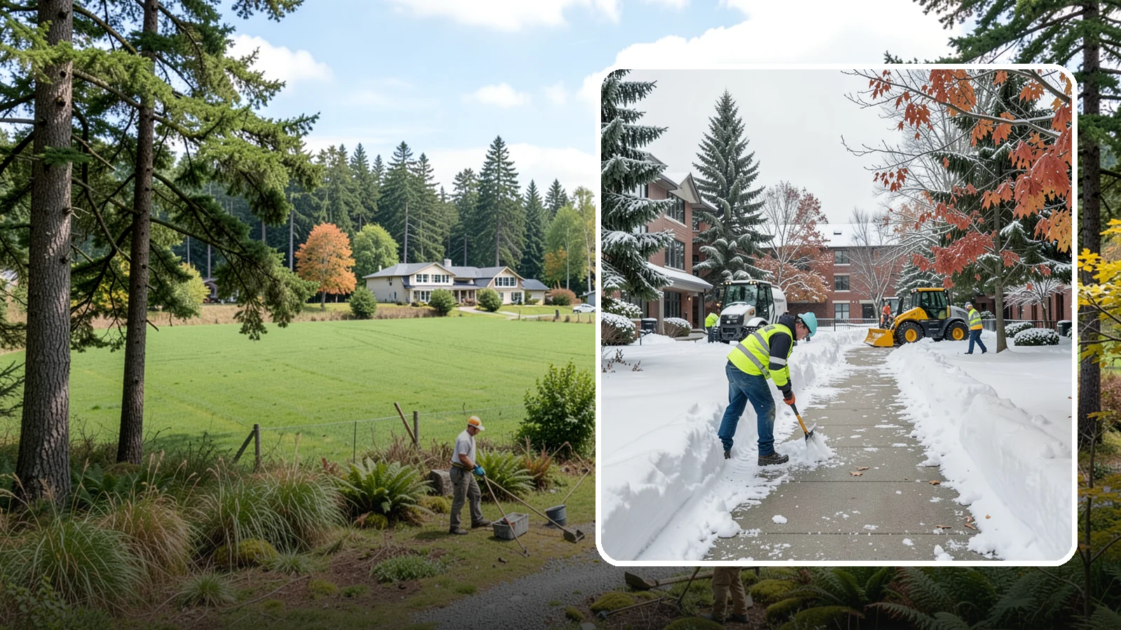 Courtyard Snow Removal in Lyman, Skagit County, WA - We remove snow from enclosed courtyards and interior common areas so residents and staff can cross them safely in Western...