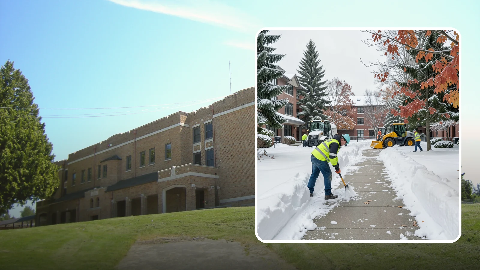 Courtyard Snow Removal in Maple Valley, King County, WA - We remove snow from enclosed courtyards and interior common areas so residents and staff can cross them safely in Western...