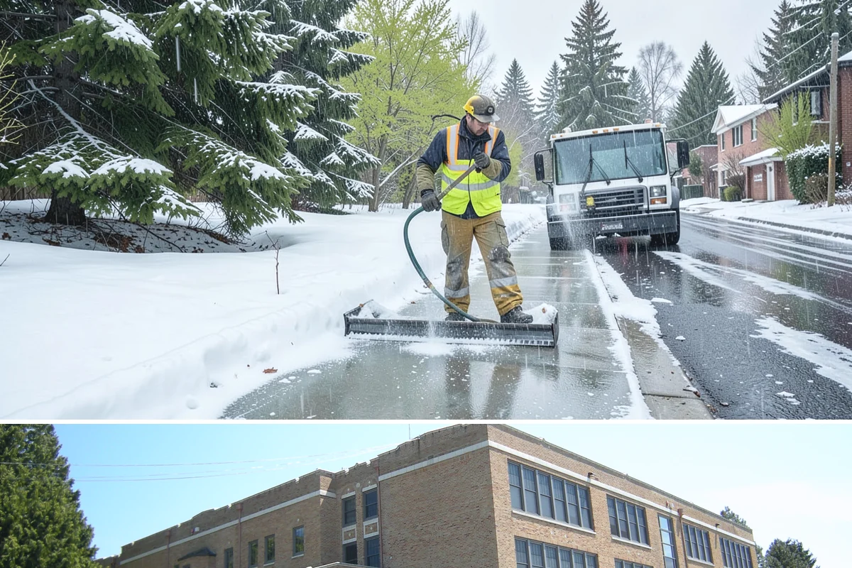 Courtyard Snow Removal in Maple Valley, King County, WA - Cleared after every snow event through the season since enclosed courtyards thaw slowly in our climate.