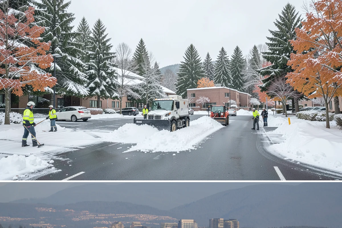 Courtyard Snow Removal in Medina, King County, WA - Cleared after every snow event through the season since enclosed courtyards thaw slowly in our climate.