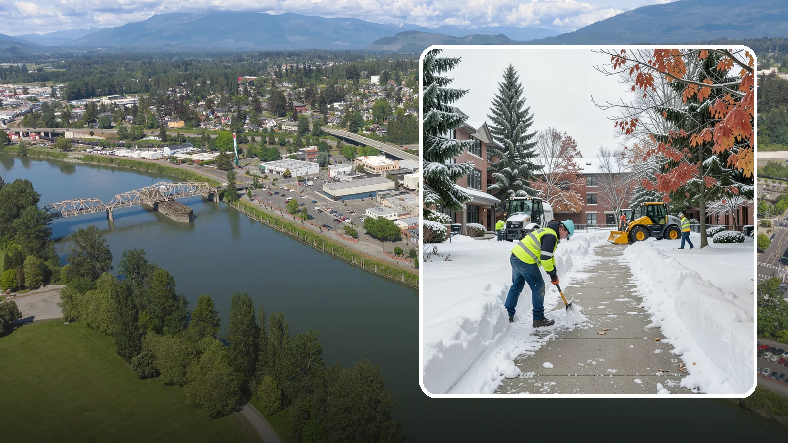 Courtyard Snow Removal in Mount Vernon, Skagit County, WA - We remove snow from enclosed courtyards and interior common areas so residents and staff can cross them safely in Western...