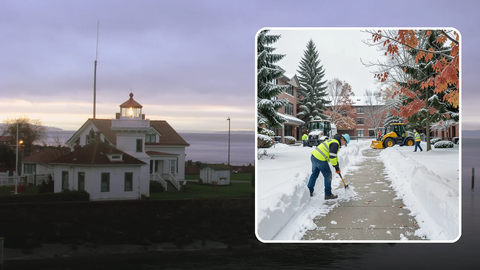 Courtyard Snow Removal in Mukilteo, Snohomish County, WA - We remove snow from enclosed courtyards and interior common areas so residents and staff can cross them safely in Western...