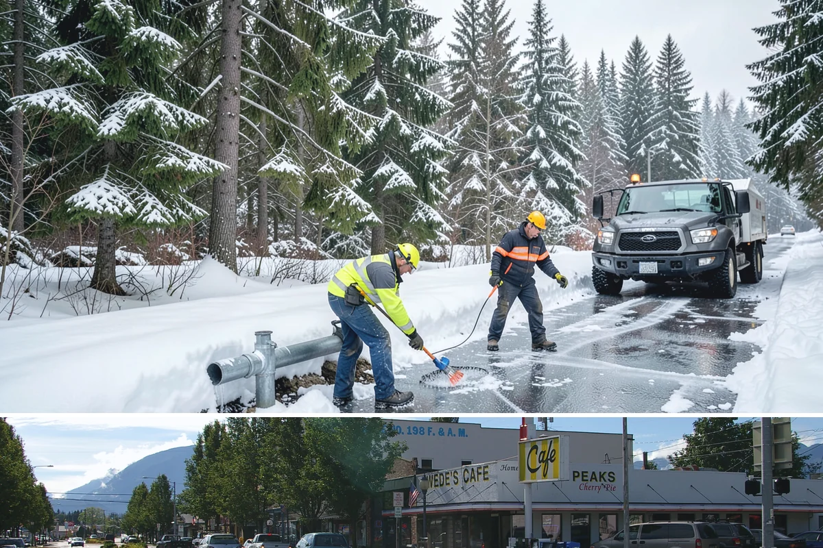Courtyard Snow Removal in North Bend, King County, WA - Cleared after every snow event through the season since enclosed courtyards thaw slowly in our climate.