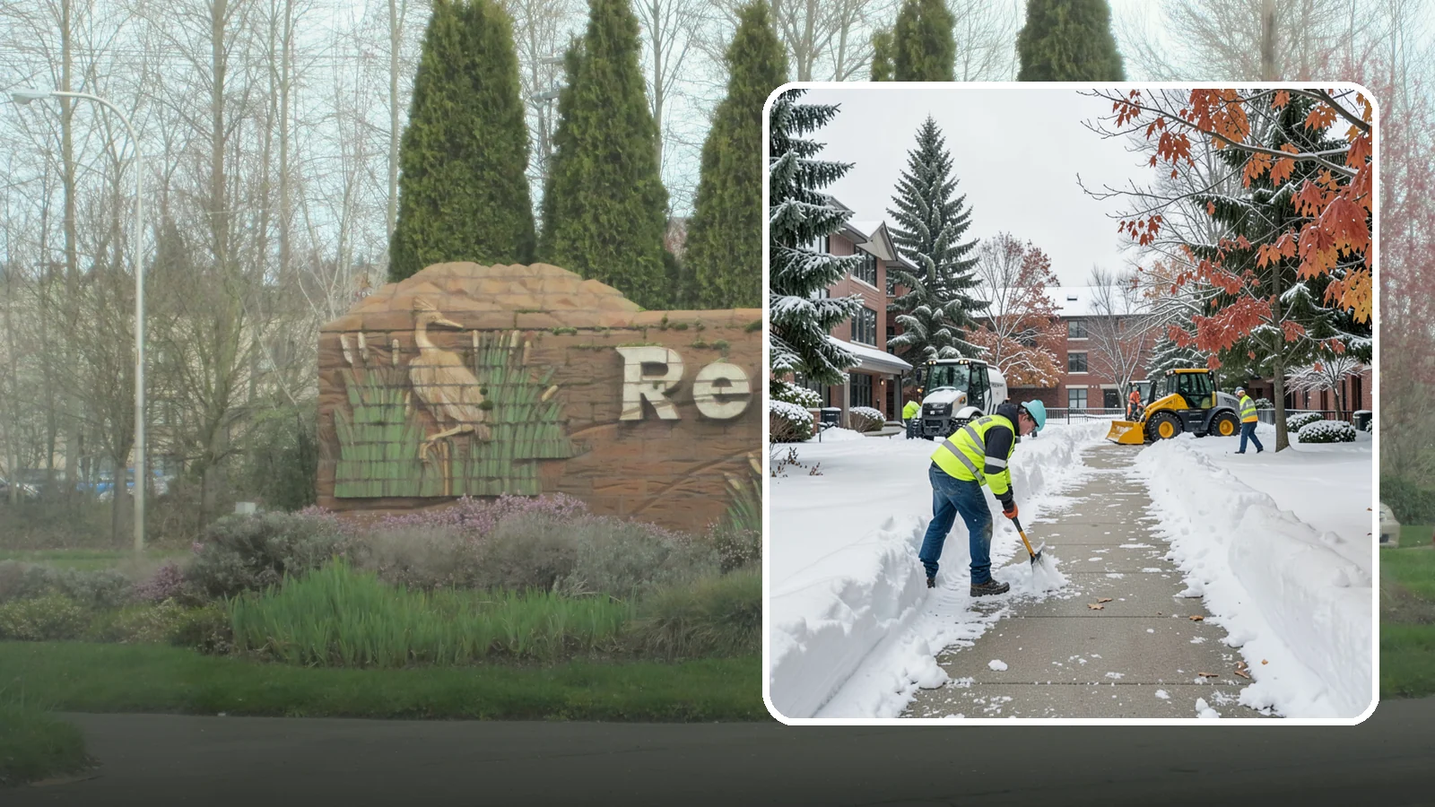 Courtyard Snow Removal in Renton, King County, WA - We remove snow from enclosed courtyards and interior common areas so residents and staff can cross them safely in Western...