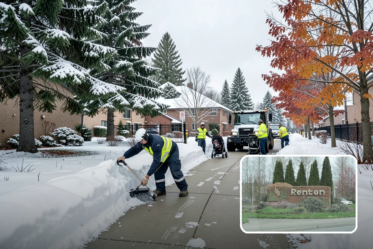 Courtyard Snow Removal in Renton, King County, WA - Keeps interior courtyards crossable in winter