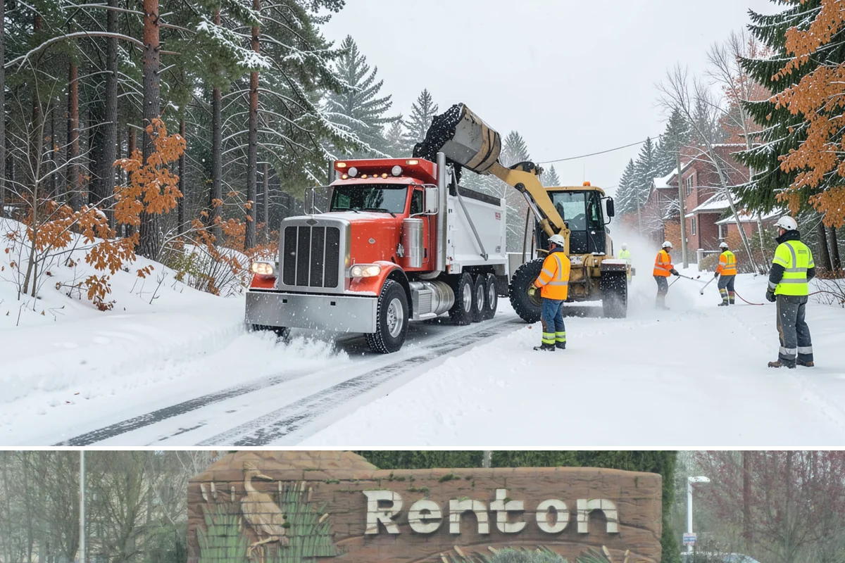 Courtyard Snow Removal in Renton, King County, WA - Cleared after every snow event through the season since enclosed courtyards thaw slowly in our climate.