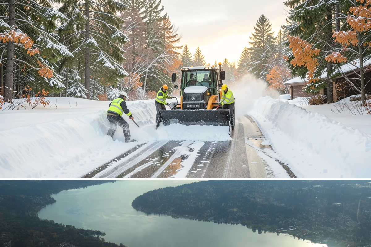Courtyard Snow Removal in Sammamish, King County, WA - Cleared after every snow event through the season since enclosed courtyards thaw slowly in our climate.