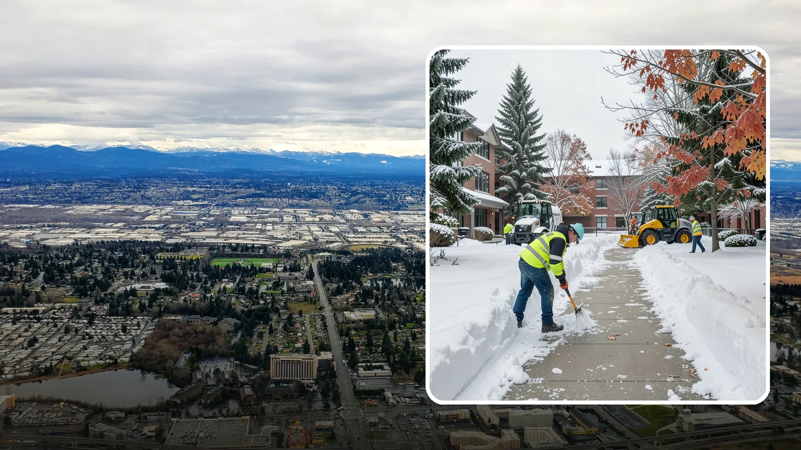 Courtyard Snow Removal in SeaTac, King County, WA - We remove snow from enclosed courtyards and interior common areas so residents and staff can cross them safely in Western...