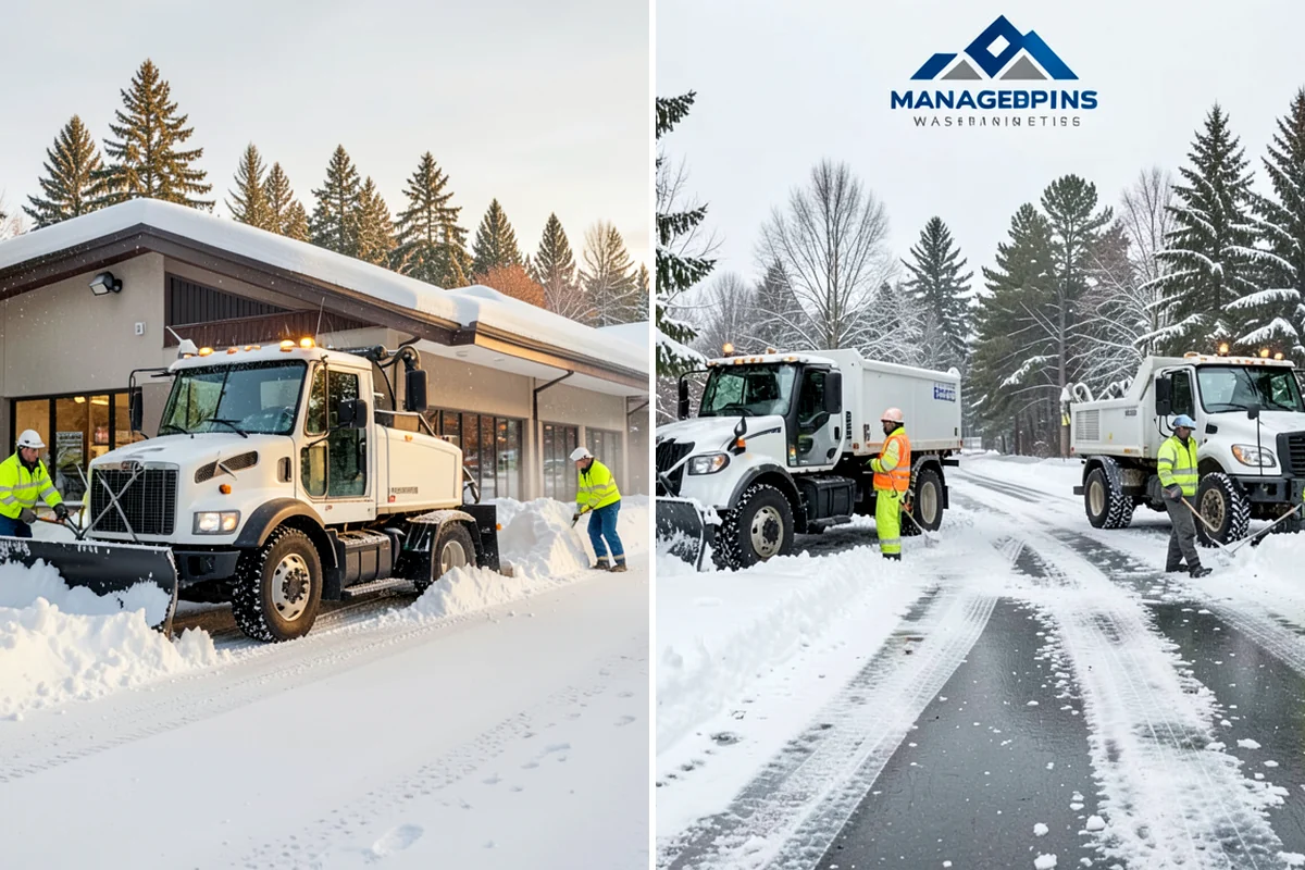 Courtyard Snow Removal in SeaTac, King County, WA - Walk the courtyard paths, nodes, and passages