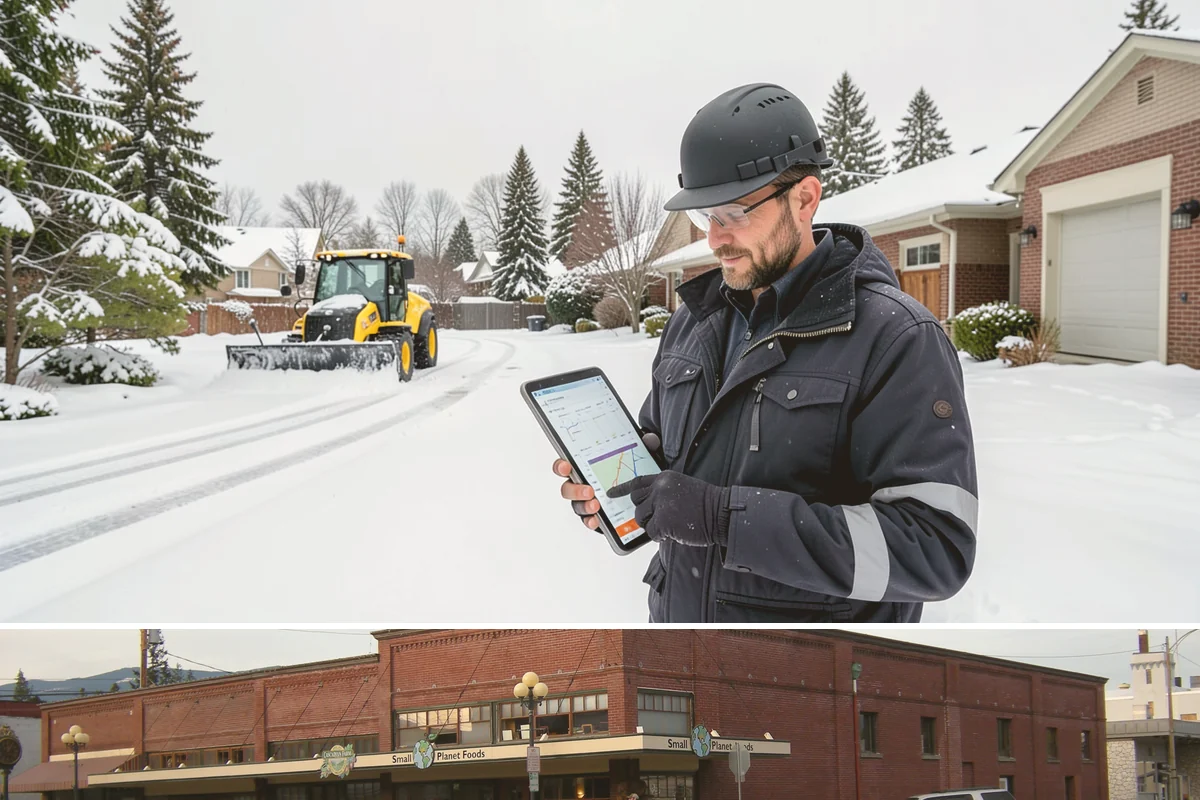 Courtyard Snow Removal in Sedro-Woolley, Skagit County, WA - Cleared after every snow event through the season since enclosed courtyards thaw slowly in our climate.