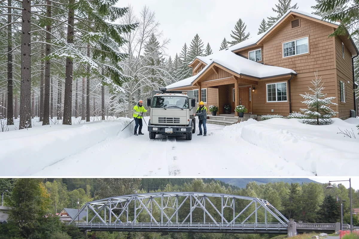 Courtyard Snow Removal in Skykomish, King County, WA - Cleared after every snow event through the season since enclosed courtyards thaw slowly in our climate.