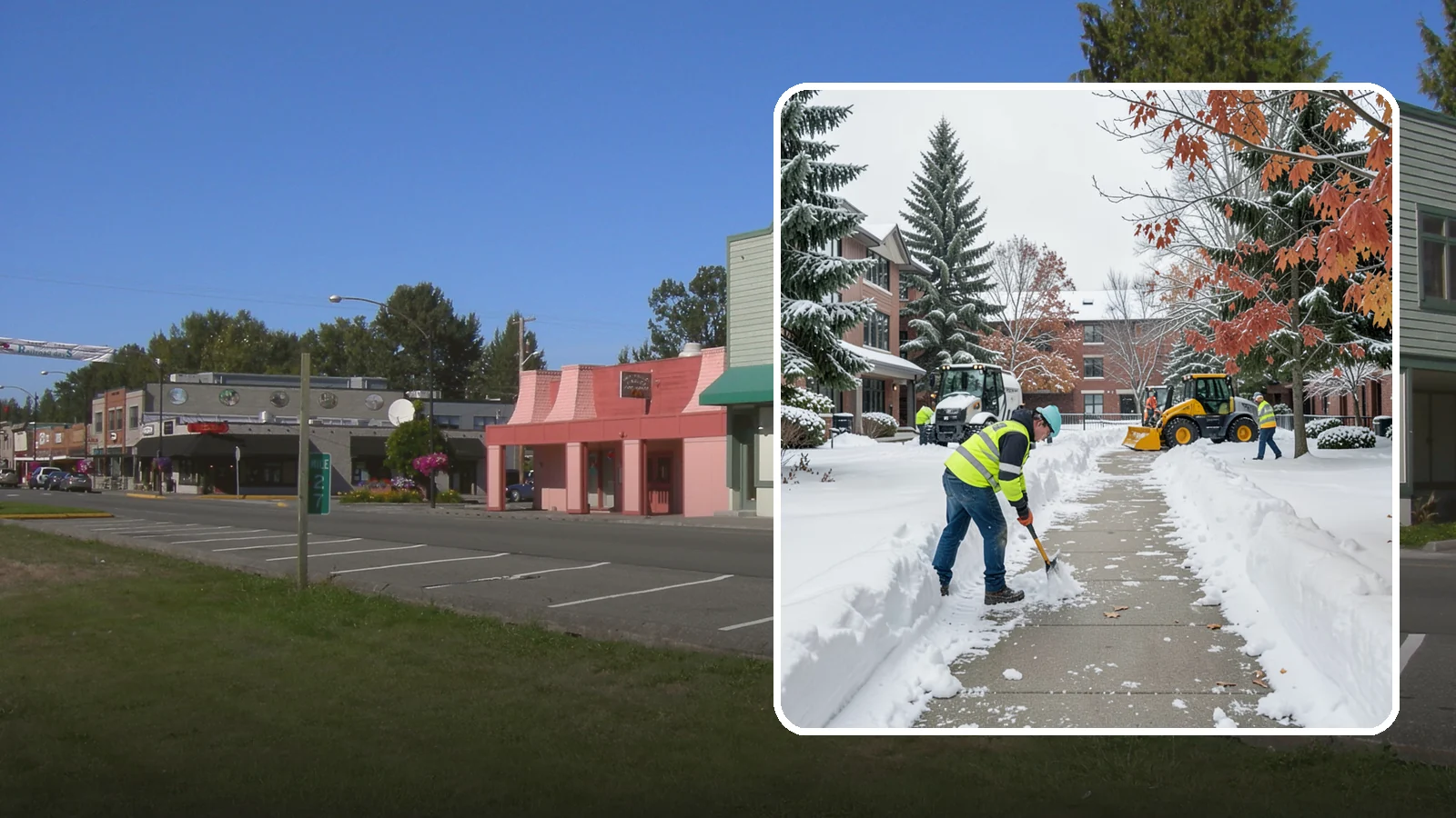Courtyard Snow Removal in Snoqualmie, King County, WA - We remove snow from enclosed courtyards and interior common areas so residents and staff can cross them safely in Western...