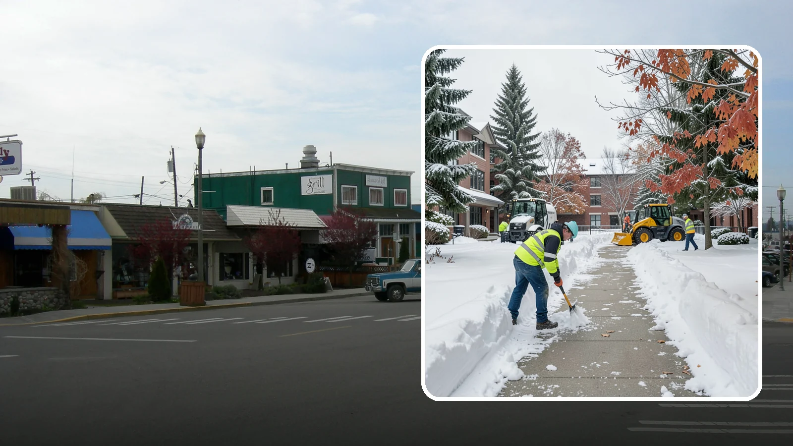 Courtyard Snow Removal in Stanwood, Snohomish County, WA - We remove snow from enclosed courtyards and interior common areas so residents and staff can cross them safely in Western...