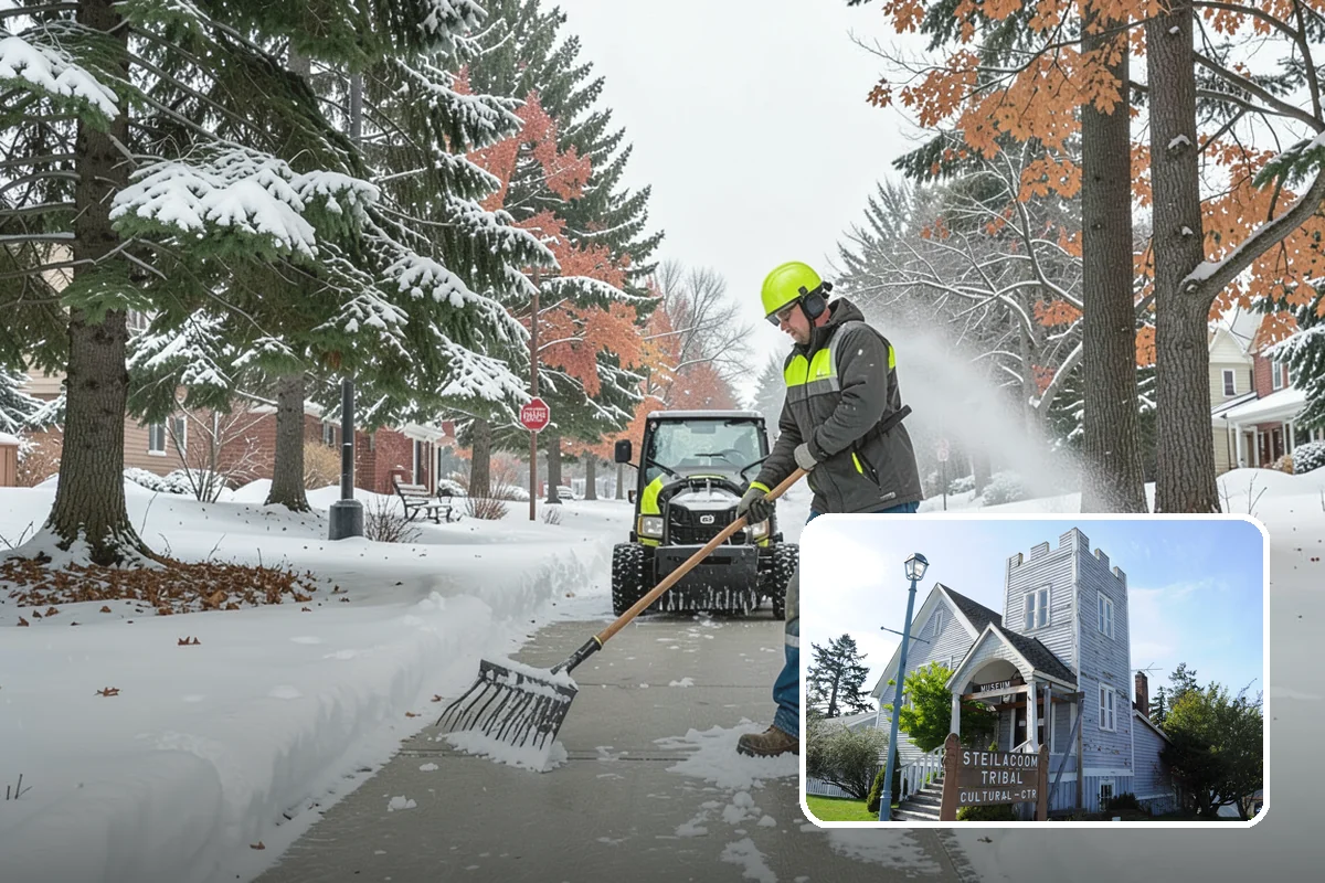 Courtyard Snow Removal in Steilacoom, Pierce County, WA - Keeps interior courtyards crossable in winter