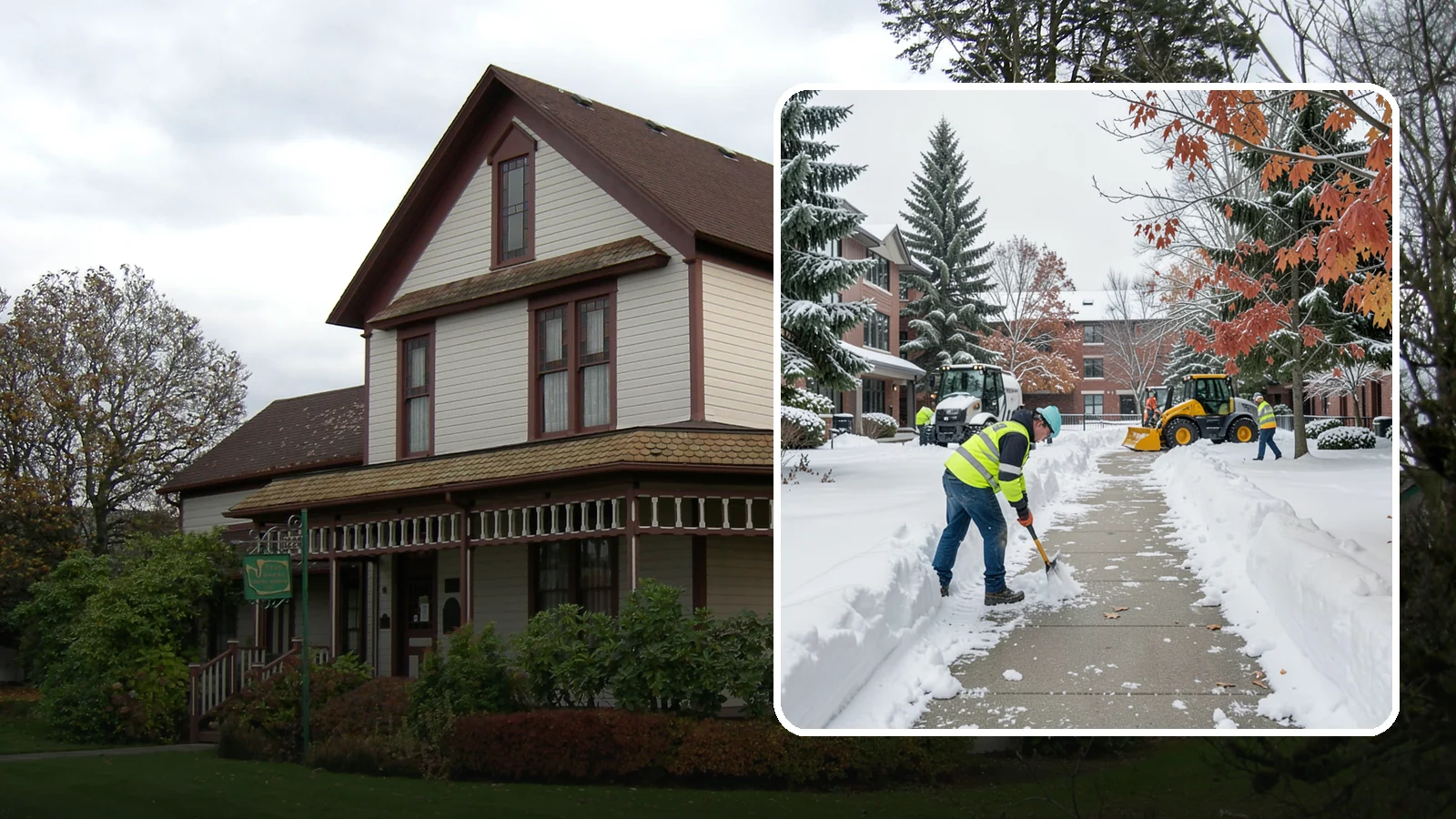 Courtyard Snow Removal in Sumner, Pierce County, WA - We remove snow from enclosed courtyards and interior common areas so residents and staff can cross them safely in Western...