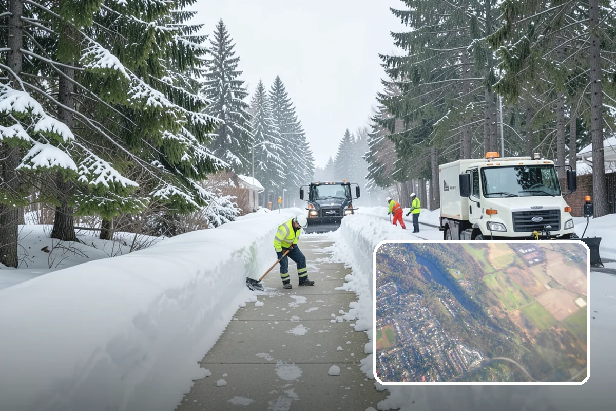 Credit Union Snow Removal in Algona, King County, WA - Member lots and drive-up lanes cleared before hours