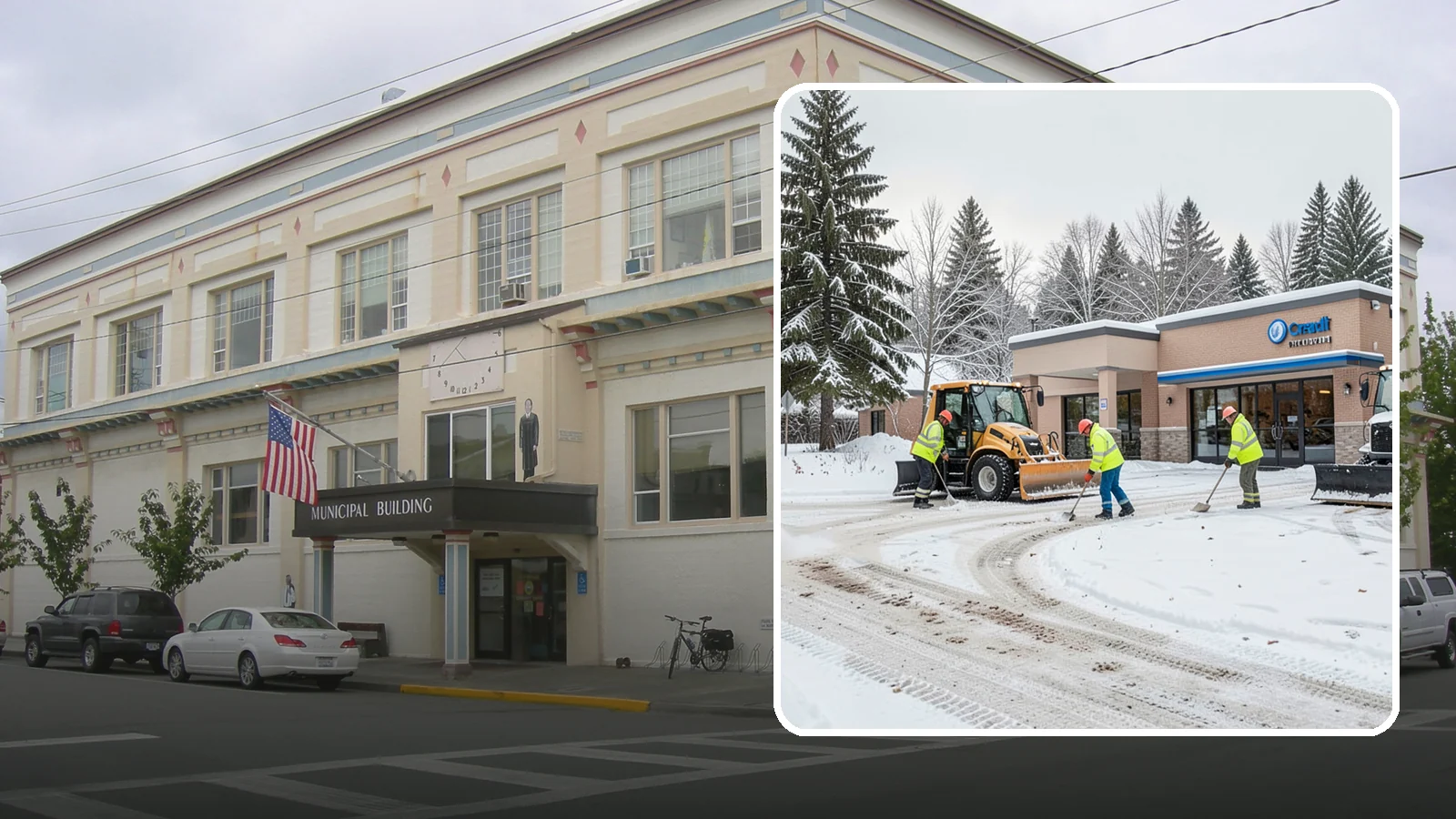Credit Union Snow Removal in Anacortes, Skagit County, WA - We keep your credit union's member lots, drive-up lanes, and entrances safe so serving your community never stops for the weather.