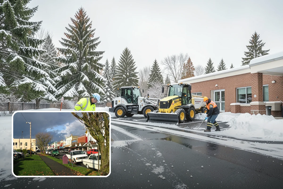 Credit Union Snow Removal in Arlington, Snohomish County, WA - Member lots and drive-up lanes cleared before hours