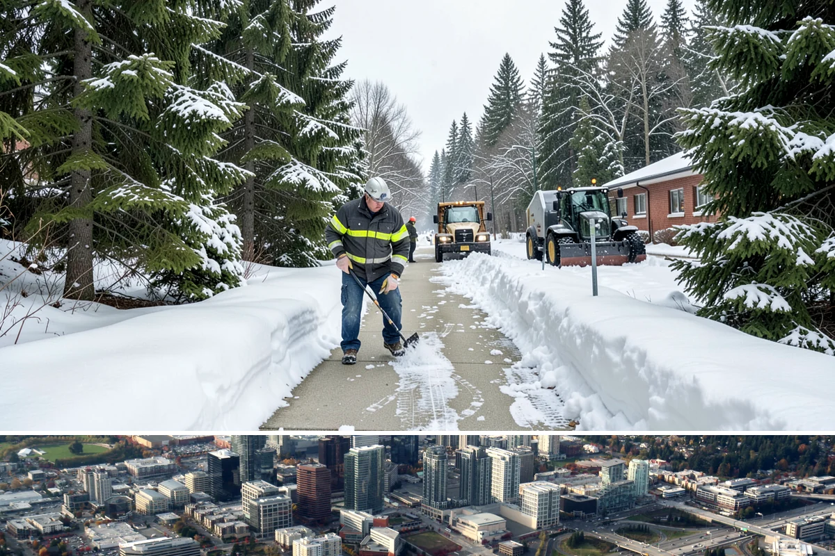 Credit Union Snow Removal in Bellevue, King County, WA - Coverage matters most from late November through February during lowland freeze events.