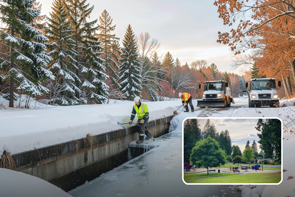 Credit Union Snow Removal in Bonney Lake, Pierce County, WA - Member lots and drive-up lanes cleared before hours