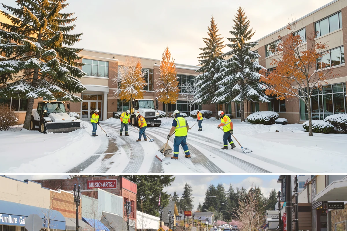 Credit Union Snow Removal in Bothell, King County, WA - Coverage matters most from late November through February during lowland freeze events.