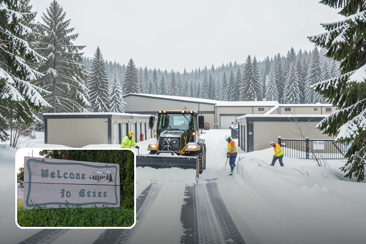 Credit Union Snow Removal in Brier, Snohomish County, WA - Member lots and drive-up lanes cleared before hours