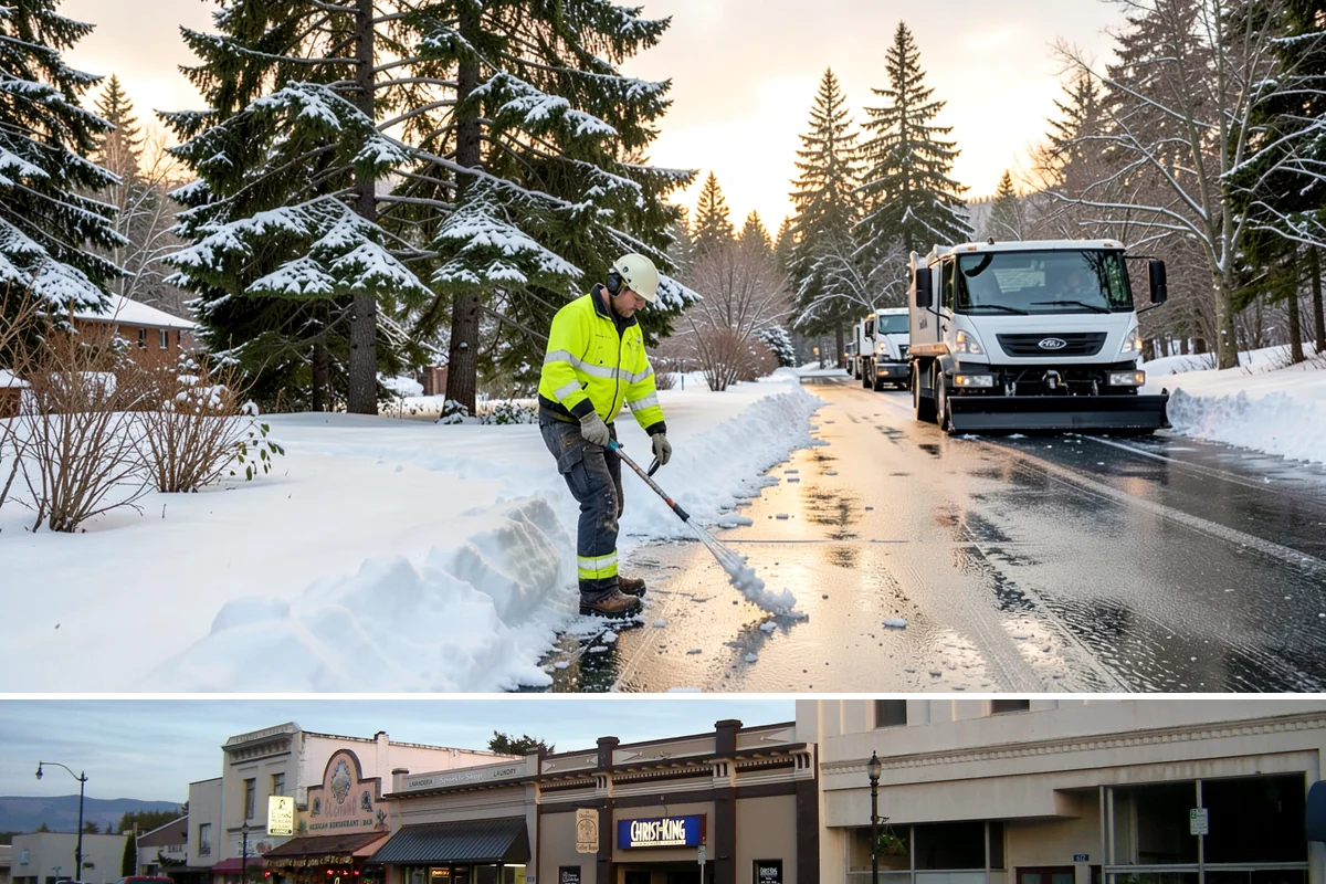 Credit Union Snow Removal in Burlington, Skagit County, WA - Coverage matters most from late November through February during lowland freeze events.