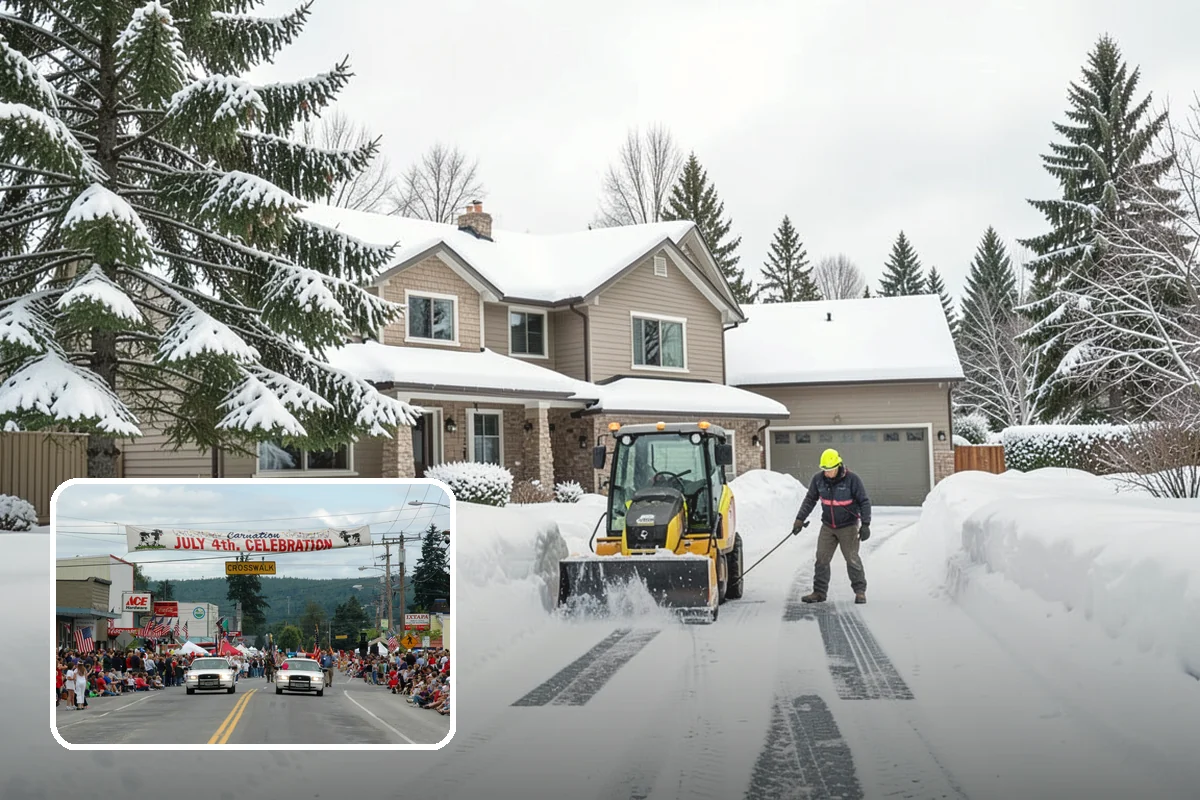 Credit Union Snow Removal in Carnation, King County, WA - Member lots and drive-up lanes cleared before hours