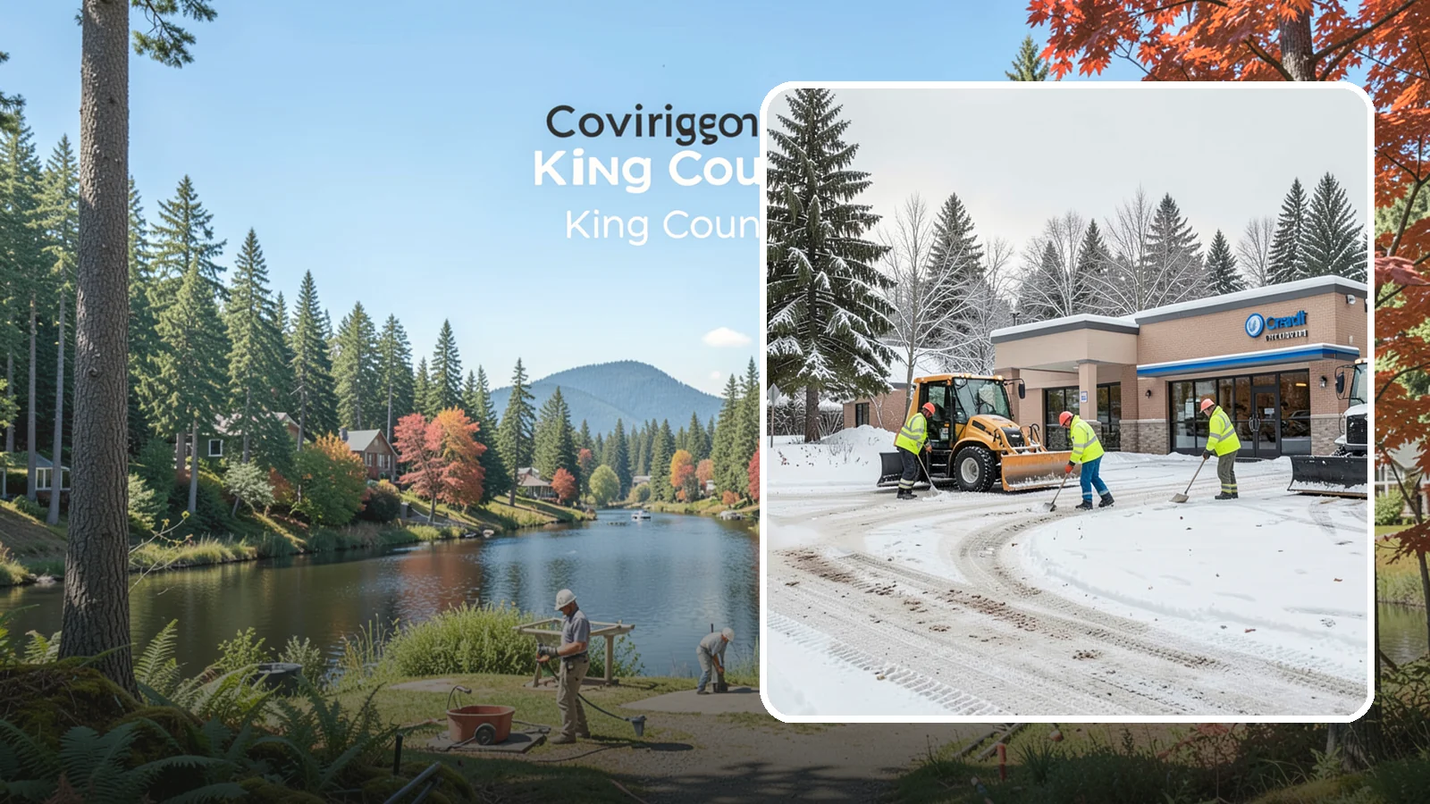Credit Union Snow Removal in Covington, King County, WA - We keep your credit union's member lots, drive-up lanes, and entrances safe so serving your community never stops for the weather.