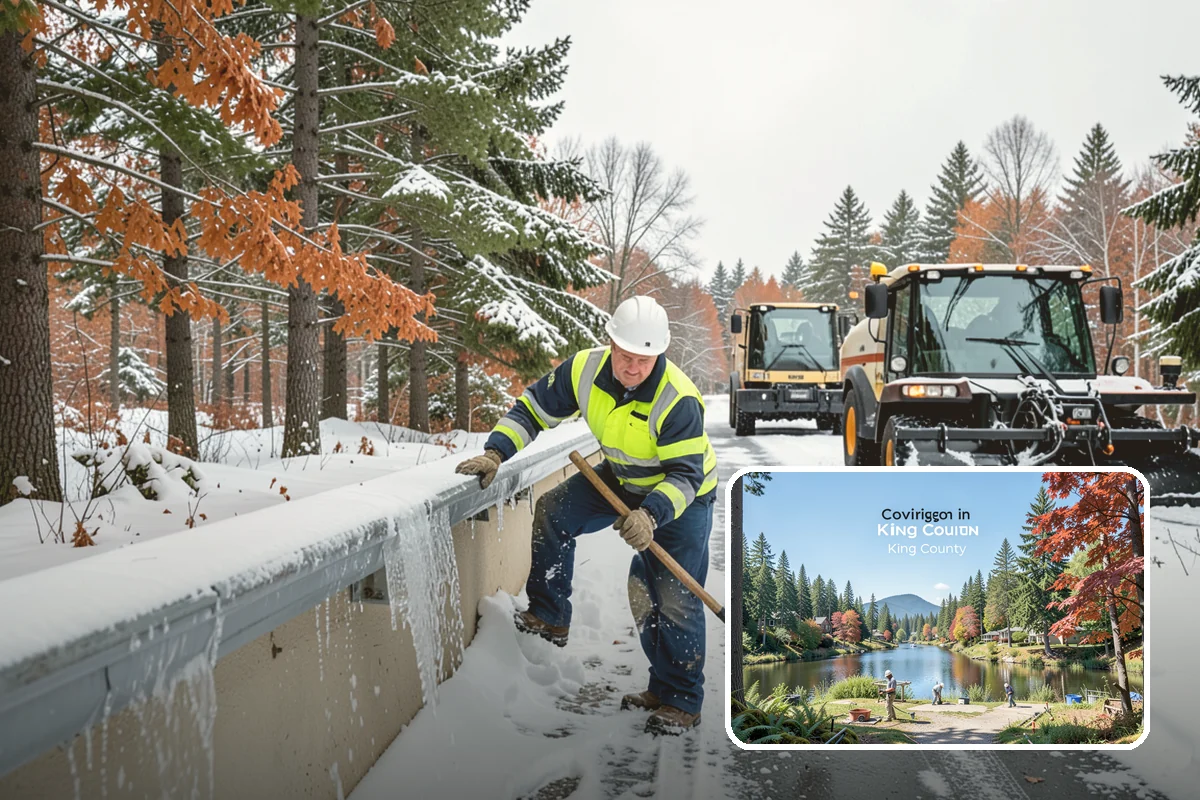 Credit Union Snow Removal in Covington, King County, WA - Member lots and drive-up lanes cleared before hours