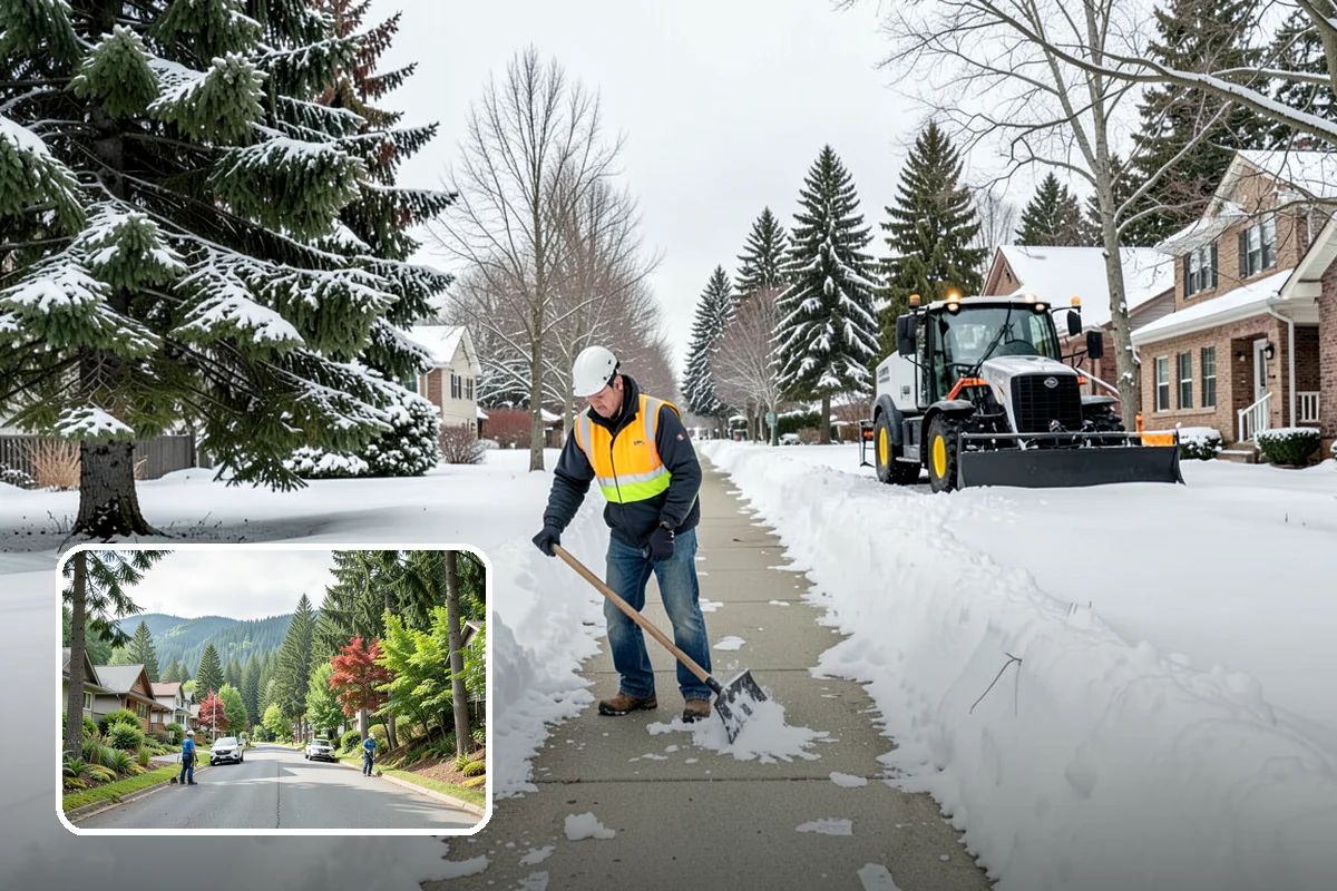 Credit Union Snow Removal in Darrington, Snohomish County, WA - Member lots and drive-up lanes cleared before hours