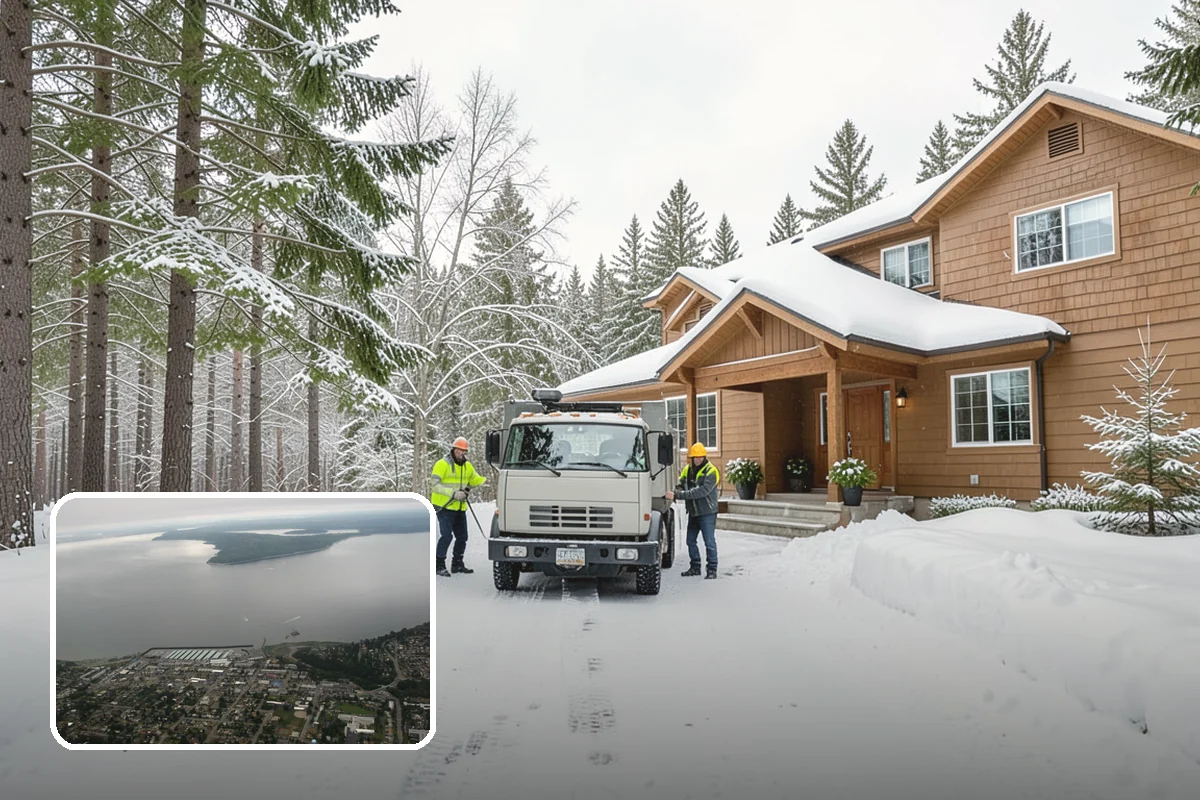 Credit Union Snow Removal in Des Moines, King County, WA - Member lots and drive-up lanes cleared before hours
