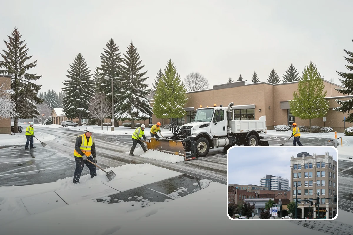 Credit Union Snow Removal in Everett, Snohomish County, WA - Member lots and drive-up lanes cleared before hours