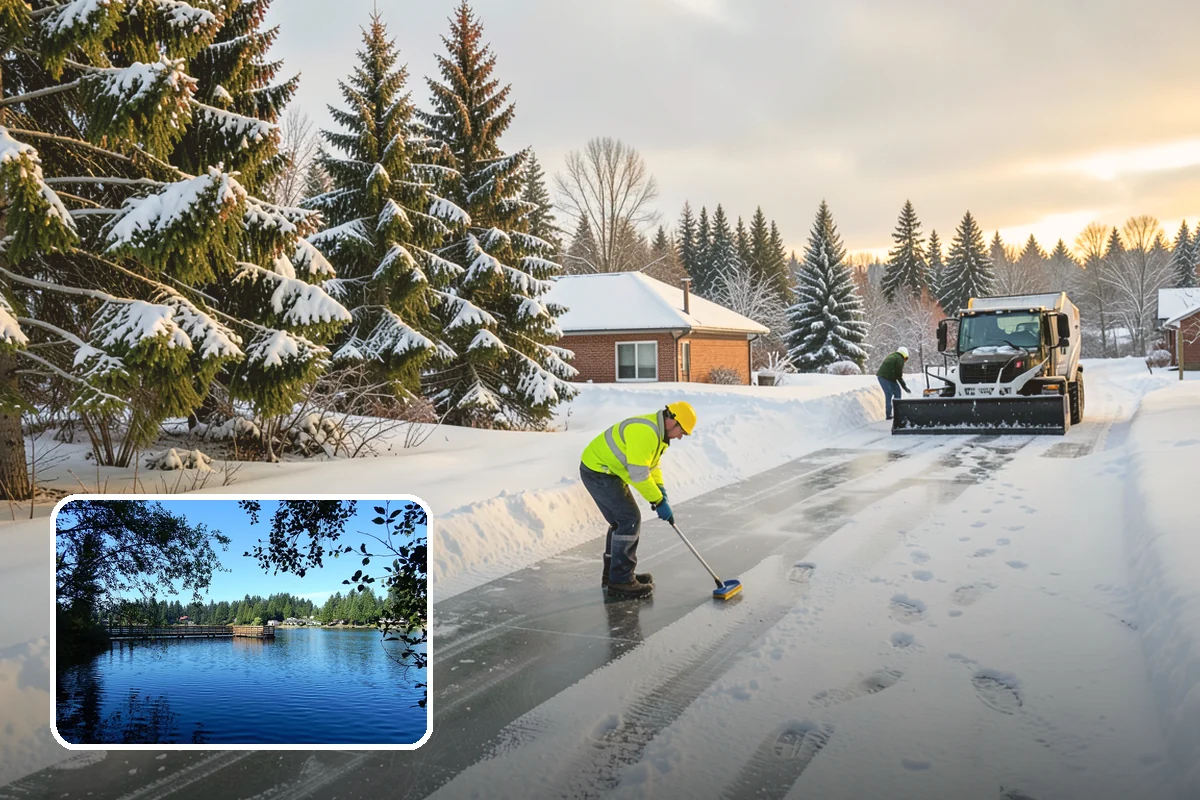 Credit Union Snow Removal in Federal Way, King County, WA - Member lots and drive-up lanes cleared before hours
