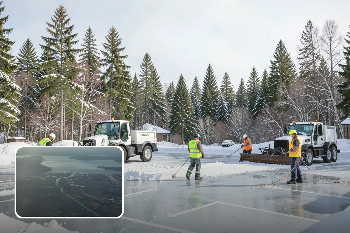 Credit Union Snow Removal in Fife, Pierce County, WA - Member lots and drive-up lanes cleared before hours