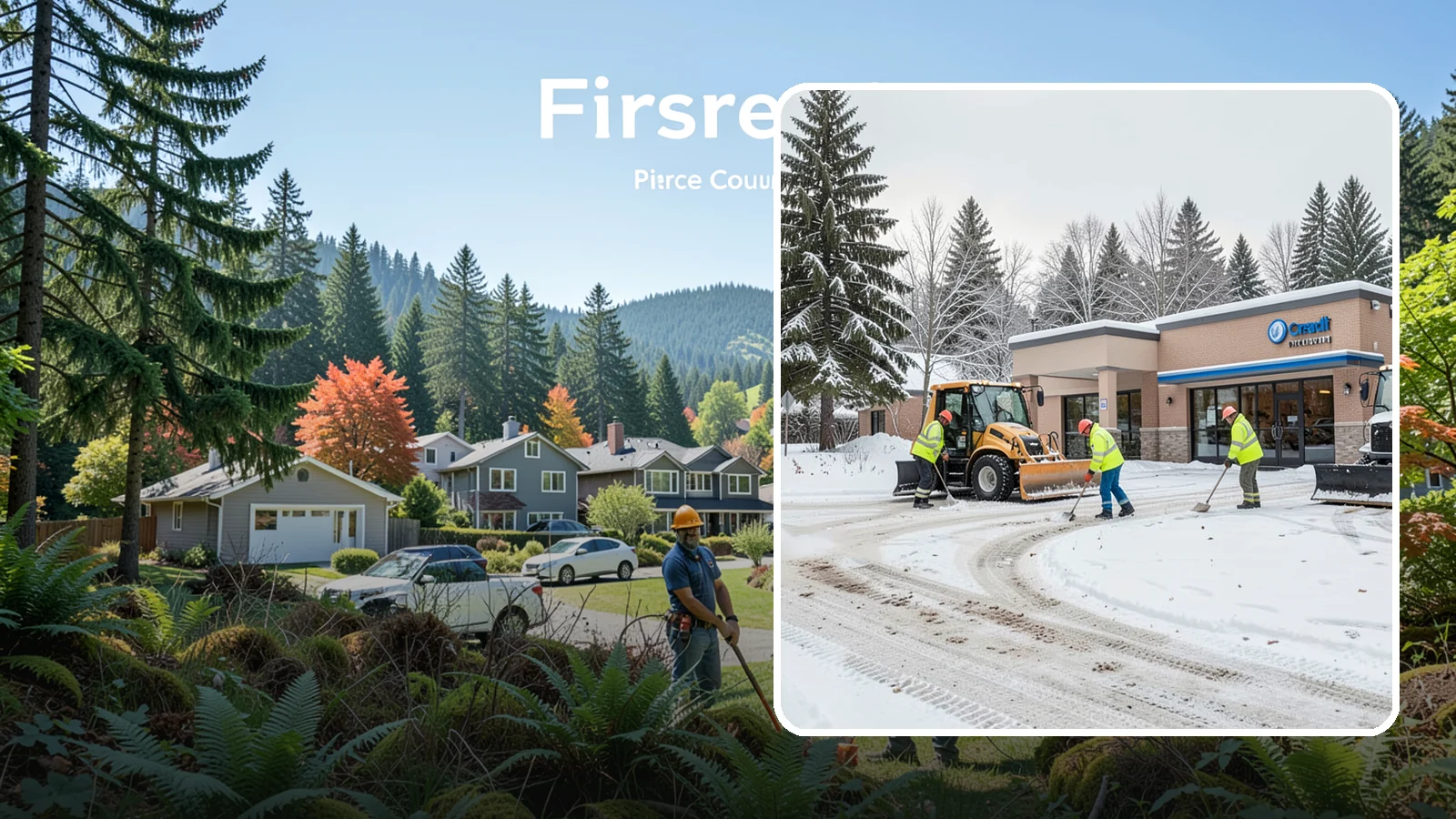 Credit Union Snow Removal in Fircrest, Pierce County, WA - We keep your credit union's member lots, drive-up lanes, and entrances safe so serving your community never stops for the weather.